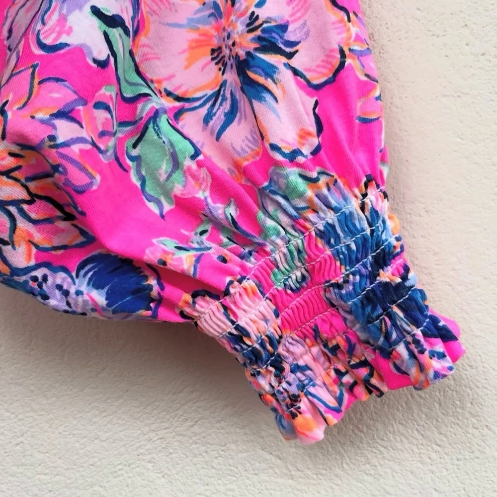 Lilly Pulitzer Pink Floral Off-Shoulder Blouse - Picture 3 of 4